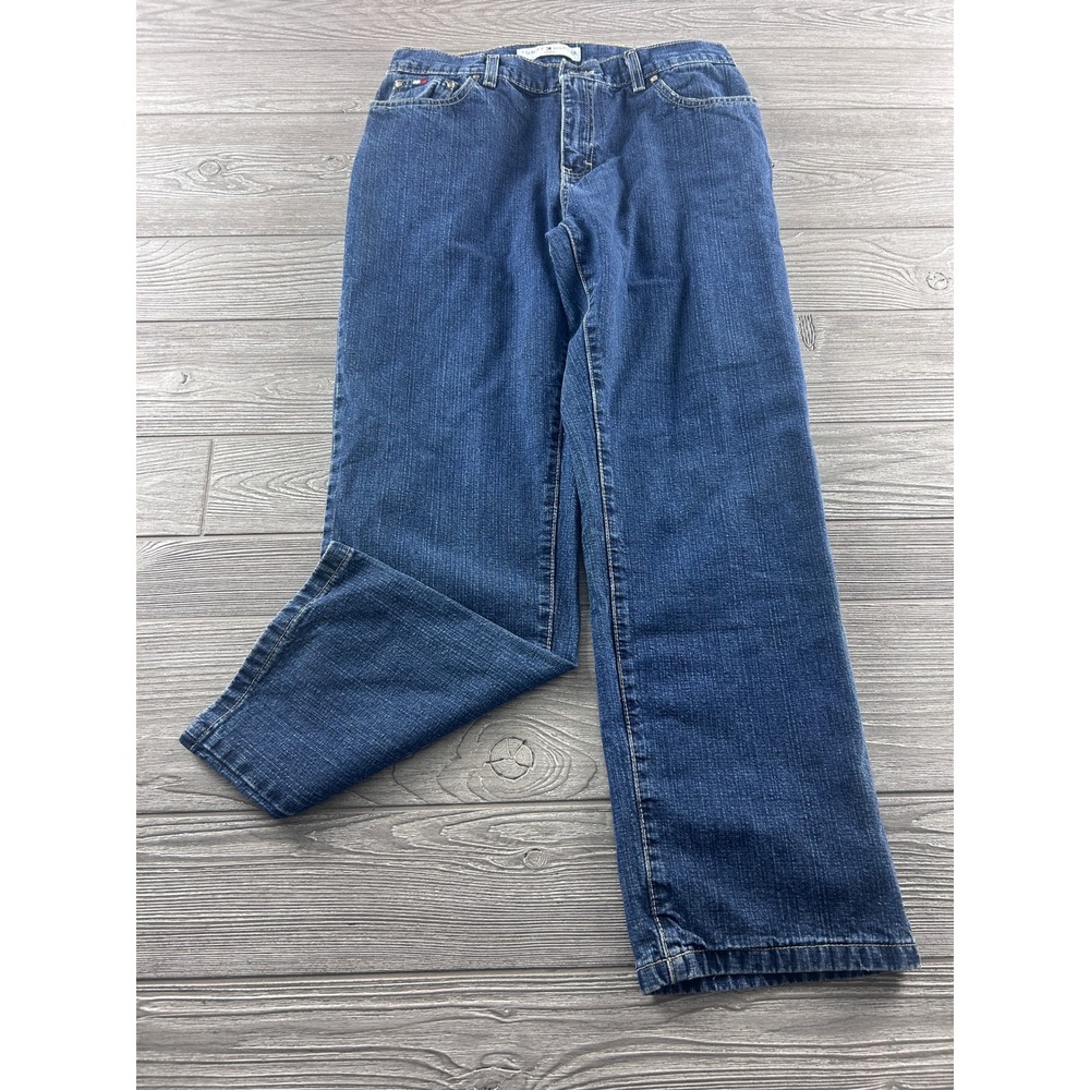 Tommy Hilfiger Jeans Womens 8 A/29 Blue Denim Straight Leg Dark Wash 100% Cotton